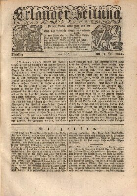 Erlanger Zeitung (Erlanger Real-Zeitung) Dienstag 30. Juli 1822