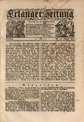 Erlanger Zeitung (Erlanger Real-Zeitung) Dienstag 13. August 1822