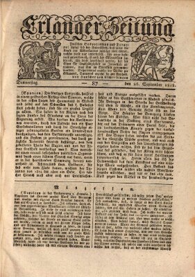 Erlanger Zeitung (Erlanger Real-Zeitung) Donnerstag 26. September 1822