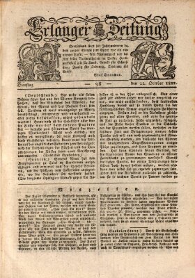 Erlanger Zeitung (Erlanger Real-Zeitung) Dienstag 22. Oktober 1822