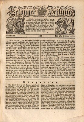 Erlanger Zeitung (Erlanger Real-Zeitung) Samstag 26. Oktober 1822