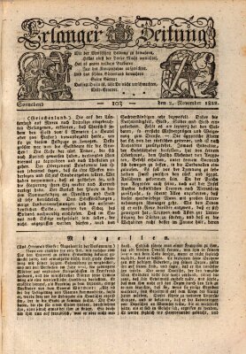 Erlanger Zeitung (Erlanger Real-Zeitung) Samstag 2. November 1822