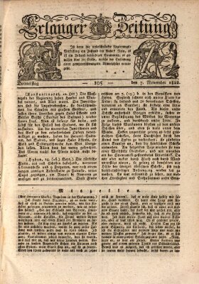 Erlanger Zeitung (Erlanger Real-Zeitung) Donnerstag 7. November 1822