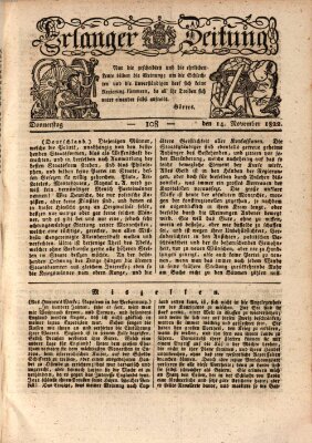 Erlanger Zeitung (Erlanger Real-Zeitung) Donnerstag 14. November 1822