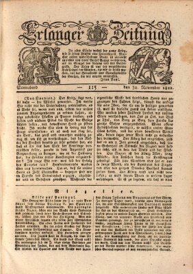 Erlanger Zeitung (Erlanger Real-Zeitung) Samstag 30. November 1822