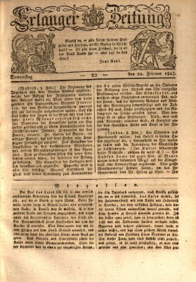 Erlanger Zeitung (Erlanger Real-Zeitung) Donnerstag 20. Februar 1823