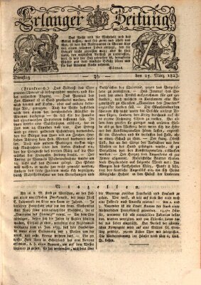 Erlanger Zeitung (Erlanger Real-Zeitung) Dienstag 25. März 1823