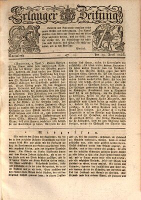 Erlanger Zeitung (Erlanger Real-Zeitung) Samstag 19. April 1823