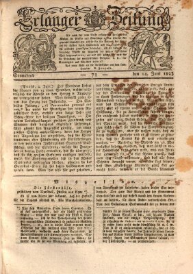 Erlanger Zeitung (Erlanger Real-Zeitung) Samstag 14. Juni 1823