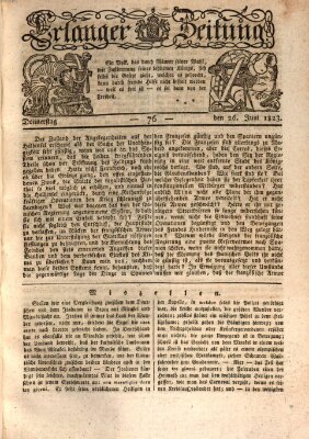 Erlanger Zeitung (Erlanger Real-Zeitung) Donnerstag 26. Juni 1823