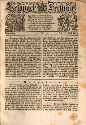 Erlanger Zeitung (Erlanger Real-Zeitung) Donnerstag 17. Juli 1823