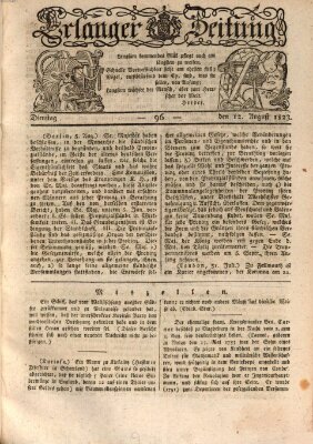 Erlanger Zeitung (Erlanger Real-Zeitung) Dienstag 12. August 1823