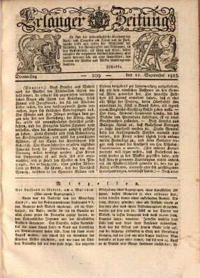 Erlanger Zeitung (Erlanger Real-Zeitung) Donnerstag 11. September 1823