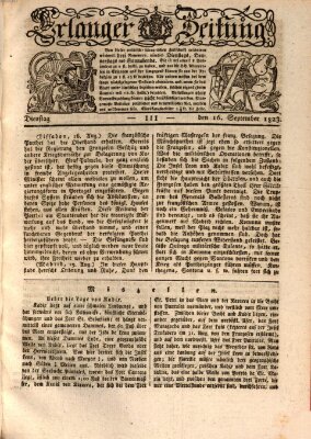 Erlanger Zeitung (Erlanger Real-Zeitung) Dienstag 16. September 1823