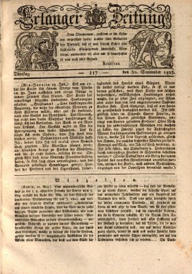 Erlanger Zeitung (Erlanger Real-Zeitung) Dienstag 30. September 1823