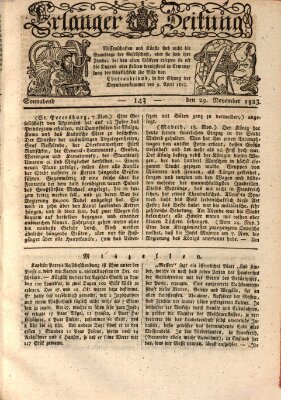 Erlanger Zeitung (Erlanger Real-Zeitung) Samstag 29. November 1823