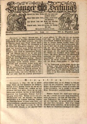 Erlanger Zeitung (Erlanger Real-Zeitung) Dienstag 2. Dezember 1823