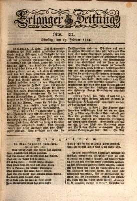 Erlanger Zeitung (Erlanger Real-Zeitung) Dienstag 17. Februar 1824