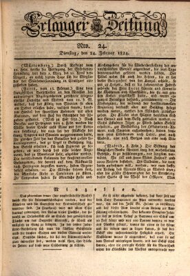 Erlanger Zeitung (Erlanger Real-Zeitung) Dienstag 24. Februar 1824