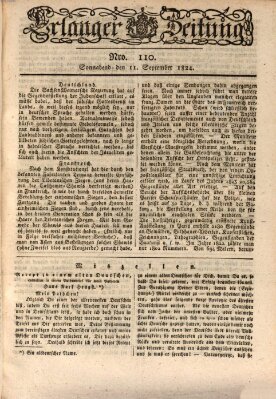 Erlanger Zeitung (Erlanger Real-Zeitung) Samstag 11. September 1824