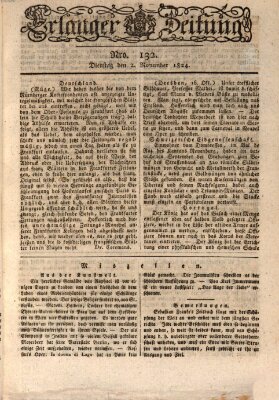 Erlanger Zeitung (Erlanger Real-Zeitung) Dienstag 2. November 1824