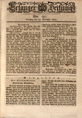 Erlanger Zeitung (Erlanger Real-Zeitung) Dienstag 23. November 1824