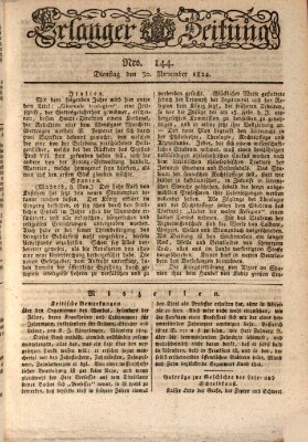 Erlanger Zeitung (Erlanger Real-Zeitung) Dienstag 30. November 1824