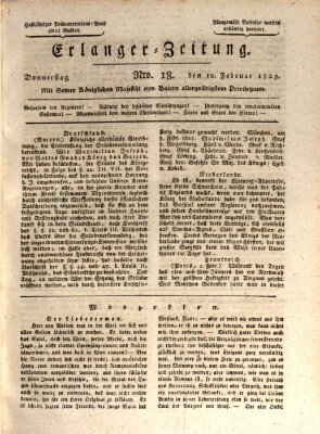 Erlanger Zeitung (Erlanger Real-Zeitung) Donnerstag 10. Februar 1825