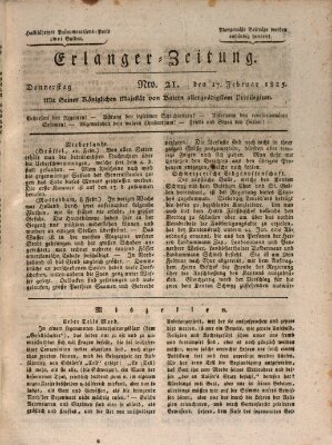 Erlanger Zeitung (Erlanger Real-Zeitung) Donnerstag 17. Februar 1825