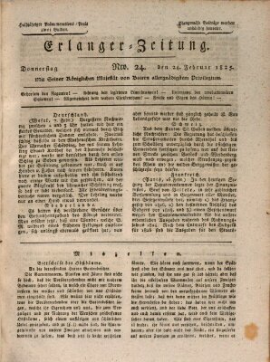 Erlanger Zeitung (Erlanger Real-Zeitung) Donnerstag 24. Februar 1825