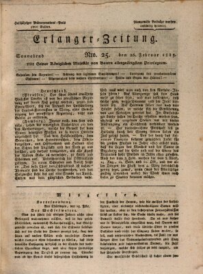 Erlanger Zeitung (Erlanger Real-Zeitung) Samstag 26. Februar 1825