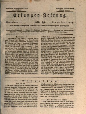 Erlanger Zeitung (Erlanger Real-Zeitung) Samstag 23. April 1825