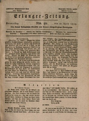 Erlanger Zeitung (Erlanger Real-Zeitung) Donnerstag 21. April 1825