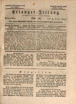 Erlanger Zeitung (Erlanger Real-Zeitung) Donnerstag 30. Juni 1825