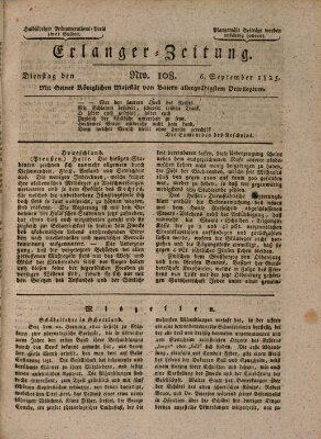 Erlanger Zeitung (Erlanger Real-Zeitung) Dienstag 6. September 1825