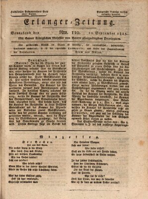 Erlanger Zeitung (Erlanger Real-Zeitung) Samstag 10. September 1825