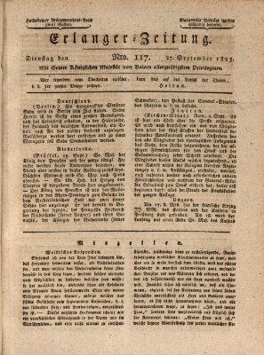 Erlanger Zeitung (Erlanger Real-Zeitung) Dienstag 27. September 1825