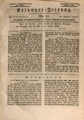 Erlanger Zeitung (Erlanger Real-Zeitung) Donnerstag 26. Januar 1826