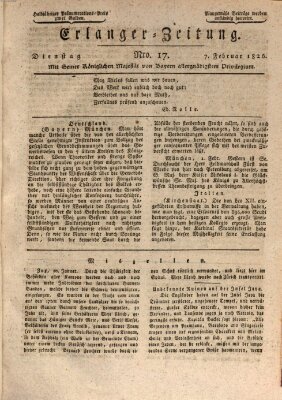 Erlanger Zeitung (Erlanger Real-Zeitung) Dienstag 7. Februar 1826