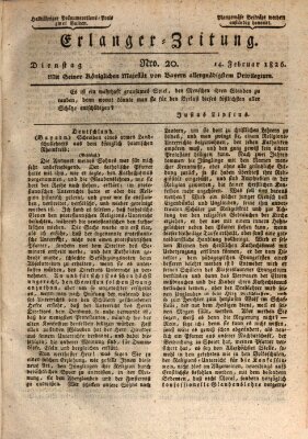 Erlanger Zeitung (Erlanger Real-Zeitung) Dienstag 14. Februar 1826