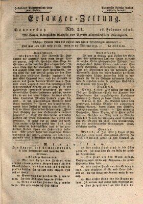 Erlanger Zeitung (Erlanger Real-Zeitung) Donnerstag 16. Februar 1826