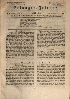 Erlanger Zeitung (Erlanger Real-Zeitung) Donnerstag 23. Februar 1826