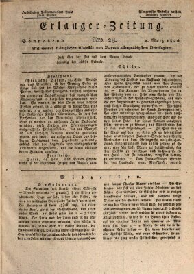 Erlanger Zeitung (Erlanger Real-Zeitung) Samstag 4. März 1826