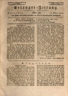 Erlanger Zeitung (Erlanger Real-Zeitung) Donnerstag 23. März 1826