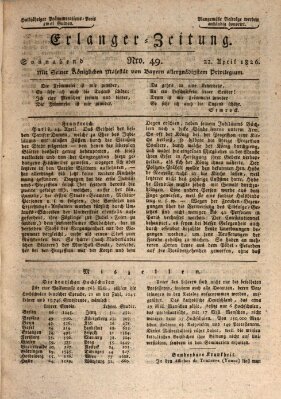 Erlanger Zeitung (Erlanger Real-Zeitung) Samstag 22. April 1826