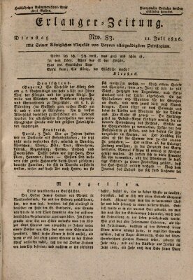 Erlanger Zeitung (Erlanger Real-Zeitung) Dienstag 11. Juli 1826