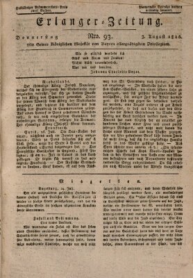 Erlanger Zeitung (Erlanger Real-Zeitung) Donnerstag 3. August 1826