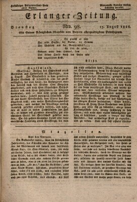 Erlanger Zeitung (Erlanger Real-Zeitung) Dienstag 15. August 1826