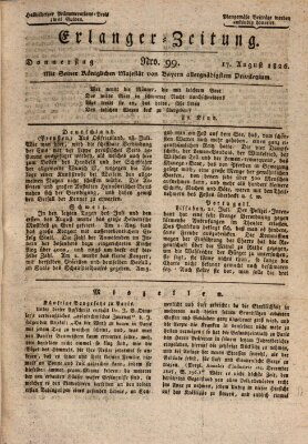 Erlanger Zeitung (Erlanger Real-Zeitung) Donnerstag 17. August 1826