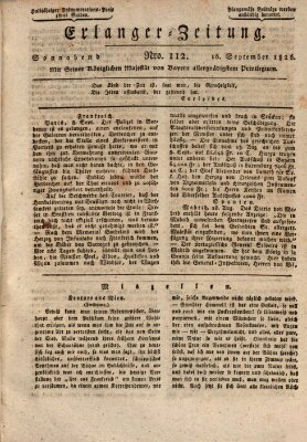 Erlanger Zeitung (Erlanger Real-Zeitung) Samstag 16. September 1826